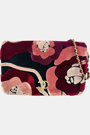 CHANEL Velvet Paris-Cosmopolite Camellia Flap Shoulder Bag