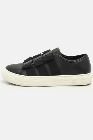 Salvatore Ferragamo Leather Vara Bow Trio Slip On Sneakers Size 38.5