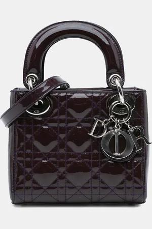 Dior Plum Patent Cannage Mini Lady Bag