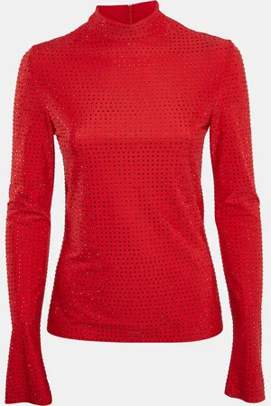 Salvatore Ferragamo Studded Jersey Long Sleeve Top M