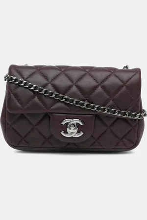 CHANEL Plum Extra Mini Rectangular Classic Lambskin Flap Bag