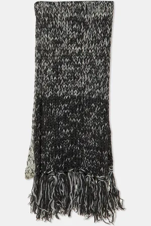 Dolce & Gabbana /White Wool & Mohair Knit Fringed Muffler