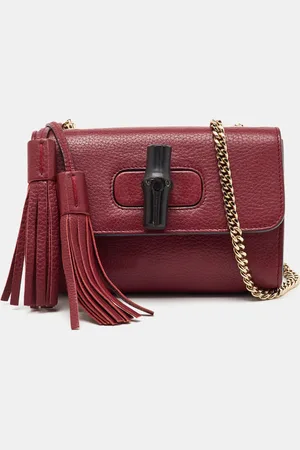 Gucci Leather Miss Bamboo Tassel Shoulder Bag