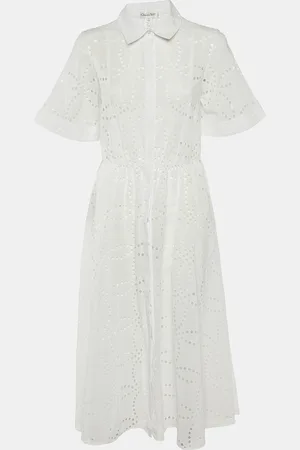 Oscar de la Renta Eyelet Cotton Midi Dress S