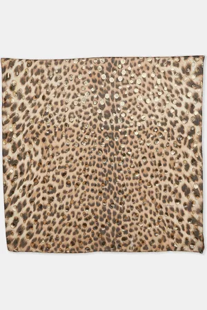 Roberto Cavalli Leopard Print Silk Fil-coupe Scarf