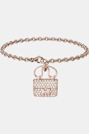 Hermès 18K Rose and Diamond Amulettes Constance Bracelet