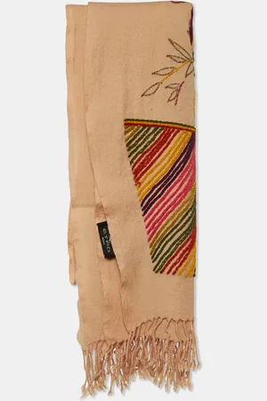 Etro Paisley Appliqued & Embroidered Wool Scarf