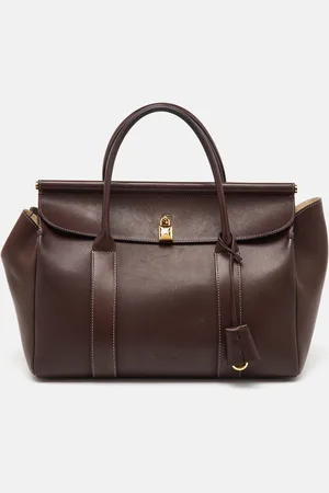 Loro Piana Dark Leather Loom L32 Top Handle Bag