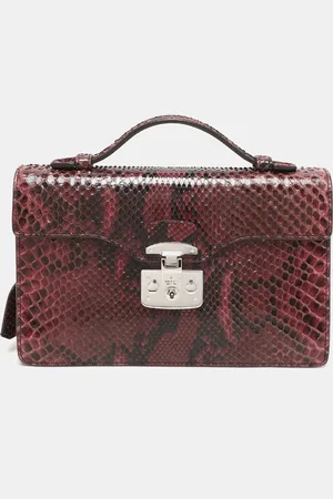 Gucci Python Lady Lock Briefcase Clutch