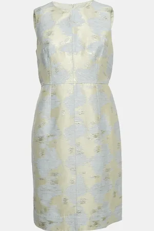 Paule Ka Cream/ Lurex Jacquard Sleeveless Short Dress L