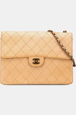 CHANEL Jumbo Lambskin Stitched Single Flap Bag