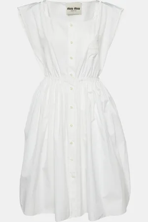 Miu Miu Cotton Logo Pocket Detail Midi Dress XS