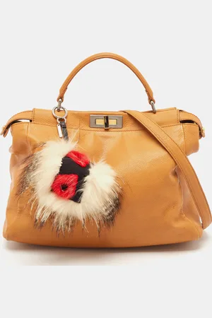 Fendi Leather Large Peekaboo Top Handle Bag