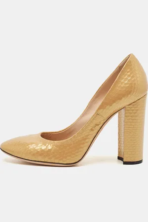 Casadei Python Embossed Leather Round Toe Pumps Size 37