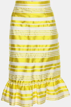 RED Valentino Mimosa Viscose Blend Striped Midi Skirt M