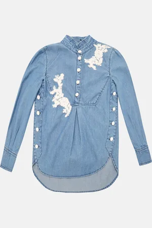 ERMANNO SCERVINO Junior Navy Lace Trim Camicia Blouse 4 Yrs