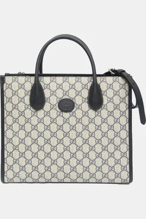 Gucci Navy Leather PVC GG Shoulder Bag