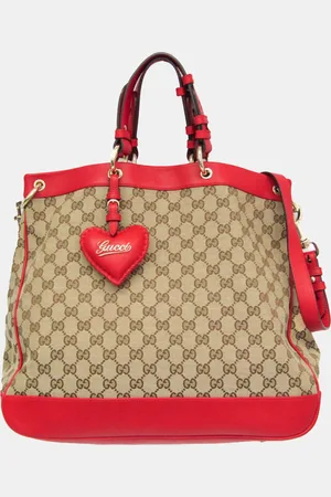 Gucci Red GG Canvas Leather Valentine Shoulder Bag