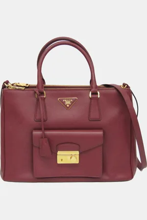 Prada Wine Saffiano Leather Shoulder Bag