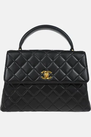 CHANEL Lambskin Leather Top Handle Flap Bag