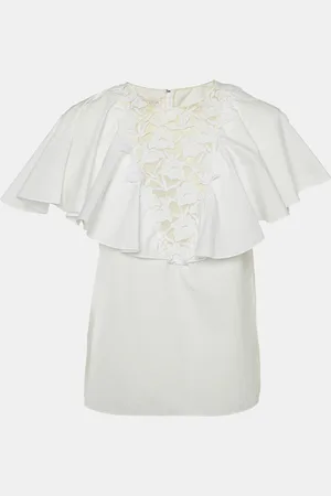 Giambattista Valli Lace Trim Cotton Ruffled Top M