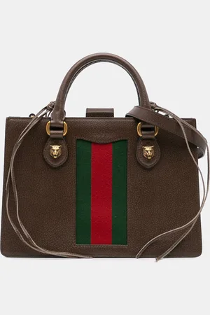 Gucci Medium Grained Calfskin Animalier Web Satchel Bag