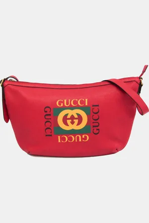 Gucci Leather Logo Half Moon Hobo Bag
