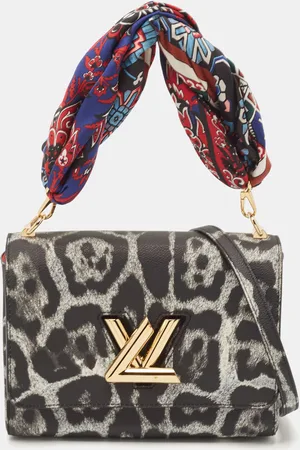 LOUIS VUITTON /Black Leopard Print Coated Canvas Twist MM Bag