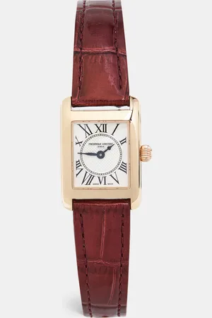 Frederique Constant Silver Rose Gold Plated Stainless Steel Embossed Leather Classics Carre FC-200MC14 Women