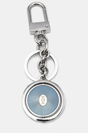 Cartier Double C de Logo Lacquer Palladium Plated Steel Key Ring