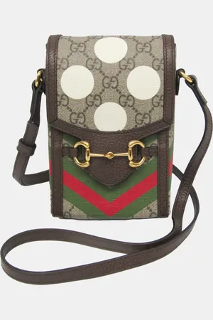 Gucci Beige Brown Green Red GG Supreme Leather Horsebit Mini Shoulder Bag