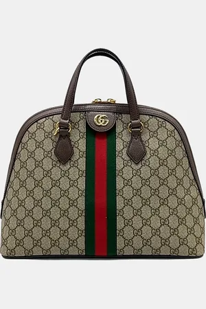 Gucci Brown Fabric Ophidia medium top handle bag