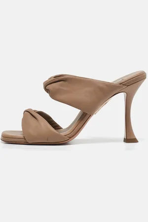 Aquazzura Leather Twist Slide Sandals Size 39.5
