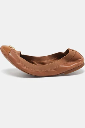 Tory Burch Patent and Leather Jolie Scrunch Ballet Flats Size 38