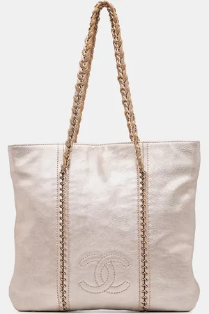 CHANEL Metallic Goatskin Luxe Ligne Tote