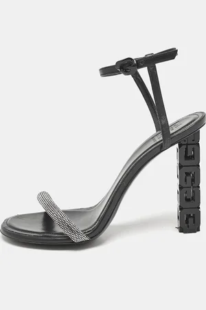 Givenchy Leather G Cube Crystal Embellished Heel Ankle Strap Sandals Size 41