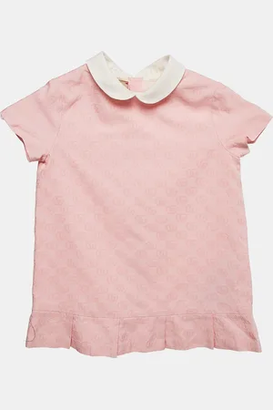 Gucci Kids GG Jacquard Cotton Pleated Dress 12-24M