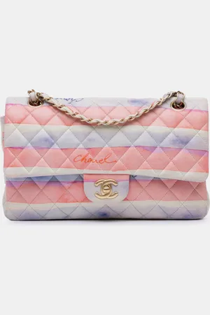 CHANEL Medium Classic Printed Lambskin Watercolor Double Flap