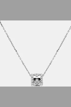 Van cleef Perlée Clovers Diamonds 18k Gold Pendant Necklace