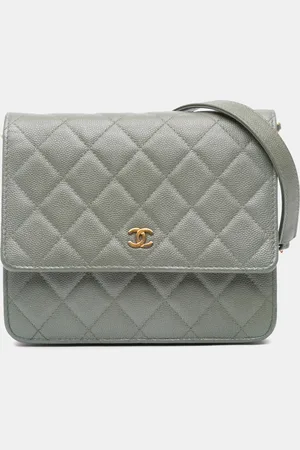 CHANEL Quilted Caviar Square Wallet on Chain