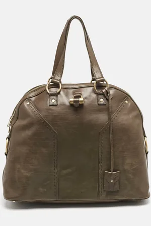 Saint Laurent Olive Leather Oversized Muse Bag
