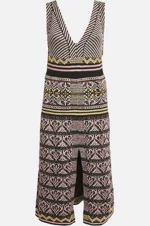 M Missoni Lurex Knit V-Neck Sleeveless Midi Dress M