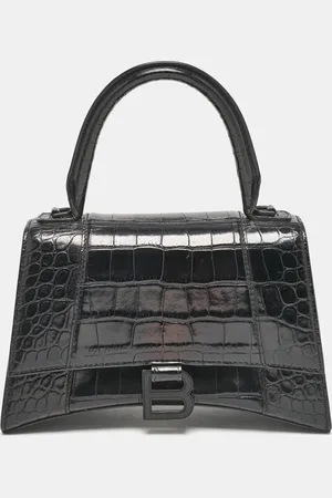 Balenciaga Croc Embossed Leather Small Hourglass Top Handle Bag