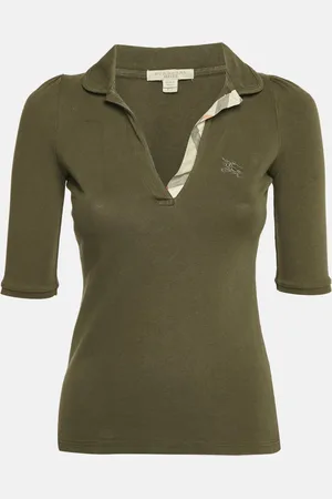 Burberry Khaki Cotton Pique Polo T-Shirt XS