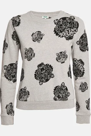 Kenzo Tiger Flock Print Cotton Sweatshirt S