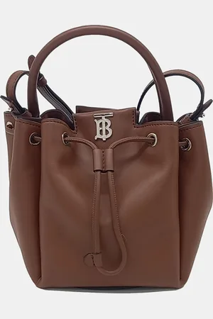 Burberry Leather Monogram Motif Leather Bucket Bag