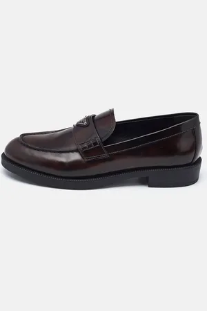 Prada /Black Ombre Brushed Leather Slip On Loafers Size 39