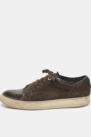 Lanvin Patent Leather and Suede Lace Up Sneakers Size 43