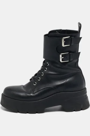 Gianvito Rossi Leather Marloe Combat Boots Size 38