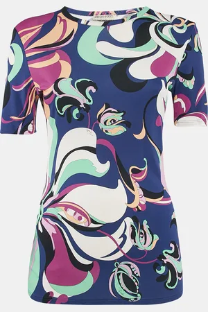 Emilio Pucci Printed Jersey Round Neck Top M
